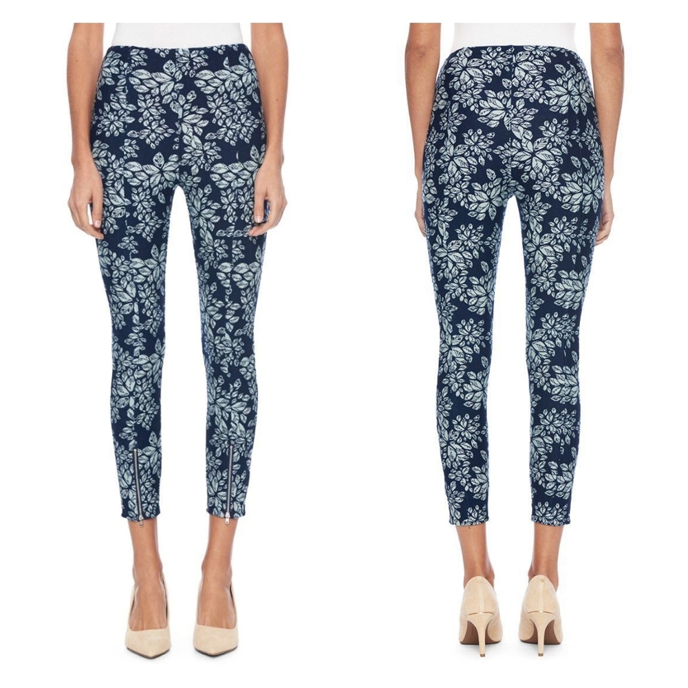 Lyssé | Front Zip Indigo Jacquard Pants